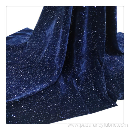 navy blue sequin 3mm velvet spandex DHL fast delivery dress fabric